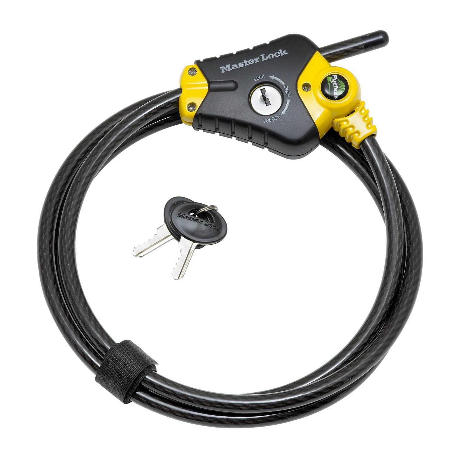 MASTER LOCK Python Verstelbare Kabelslot - 1.8m - 10mm - Zwart/Geel