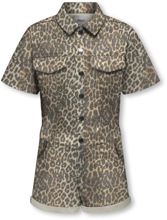 ONLY KOGNAOMI-CASTEL WASH AOP PLAYSUIT CS PNT Meisjes - Toasted Coconut Leo Washed - Maat 152