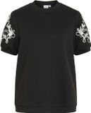 Vila T-shirt Visiffi Emb O-neck S/s Sweat 14121172 Black/emb White Dames Maat - XL