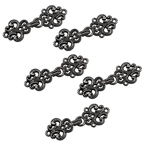 WANDIC Cardigan Clips - 5 paar vintage holle bloemen cape bevestigingsmiddelen - zwart