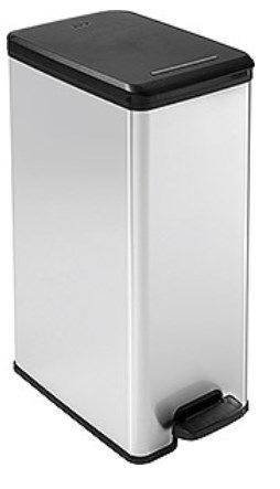 Curver Slim Bin - 40L - Zwart/Zilver - Vierkant