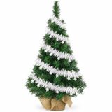Merkloos / Sans marque Inge's Christmas Decor Gmbh Kunst kerstboom - 75 cm - jute zak - met folieslinger wit - kunstboom
