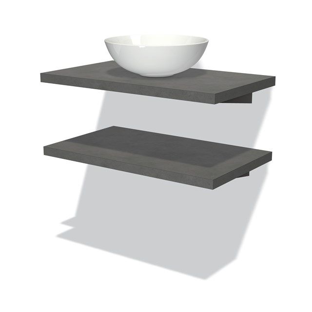 Maxaro Badkamermeubel Modulo Plato 80 cm Donkergrijs Beton 2 Wastafelbladen