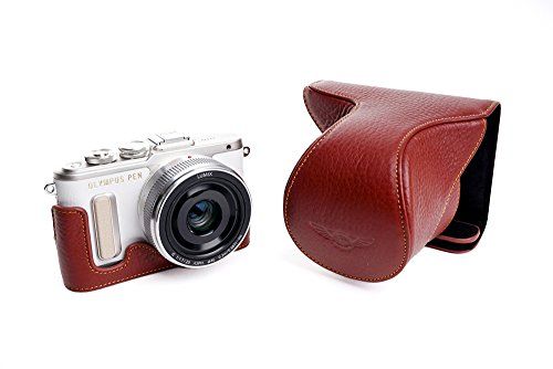 TP Original Handgemaakte Echt Lederen Full Camera Case Hoes voor Olympus E-PL8 EPL8 met 14-42mm Lens Bruin