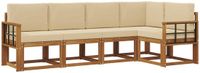 vidaXL Hoek loungeset 5 zitplekken Natuurlijk en beige Acacia hout