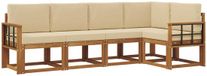 vidaXL Hoek loungeset 5 zitplekken Natuurlijk en beige Acacia hout