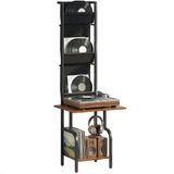 HOMCOM CD-opslagunit - Staal, spaanplaat - 50L x 48,5B x 144H cm - Rustiek Bruin
