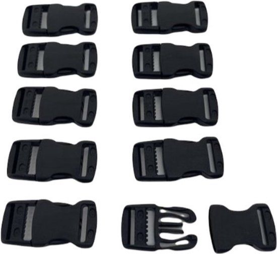 10x Steekgesp - Klikgesp - Gesp - 20mm - Zwart