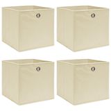 VidaXL Opbergboxen 4 st 32x32x32 cm stof crèmekleurig