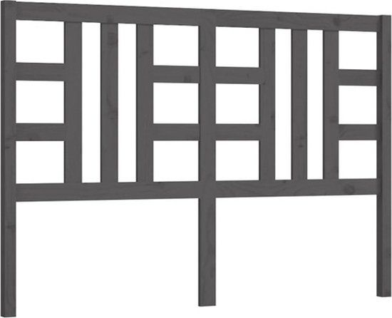 vidaXL Hoofdbord 126x4x100 cm massief grenenhout grijs