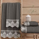 PETTI Artigiani Italiani - Serviettes de bain en tissu éponge 100% coton, set de 2 serviettes 1+1, 2 pièces, 1 serviette pour le visage et 1 serviette, gris foncé
