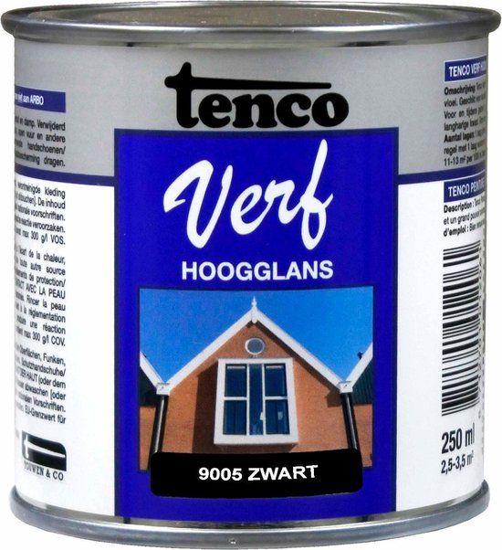 Tenco Verf Hoogglans Zwart (RAL 9005) - 250 ml