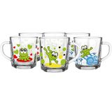 Glasmark KROSNO, 220ml, Set van 6 stuks, Set kinderglazen, Bedrukte kinderbeker, Drinkglas, Kinderbeker, Glazen mok met handvat, Hoogglansglas