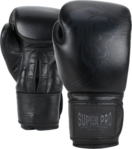 Super Pro Combat Gear Legend Lederen (kick)bokshandschoenen Zwart 16oz