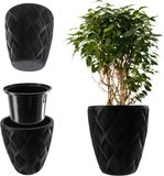 KADAX Bloempot met inzetstuk en handgrepen, plantenbak van kunststof, zwart, 39 cm