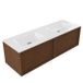 Saniclass Bois Frame Meuble de salle de bain - 140x45x41.5cm - Lavabo Flow solid surface blanc - 2 lavabos - sans trous de robinetterie - 2 tiroirs - noyer mat pur (Bois) SW1420777/SW1224151