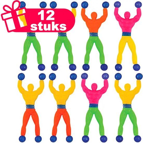 Fun Toys Henbrandt 12 Stuks Kleverige Muurklimmers - Wall Walkers - Mix Kleuren