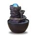 Zen Light SCFR22-L12 Zen Cascade Tafelfontein met gesloten circuit, ontspannende heldere kleurrijke led, 18 cm hoog, kastanje
