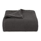 Vera Wang Wafel Weave collectie 100% katoen zachte en gezellige geweven pluche deken voor bankbank of slaapkamer, moderne stijlvolle woondecoratie, koning, houtskool