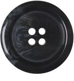 6-pack Bol Kunststofknopen van kunsthoorn, rond, 25 mm, met 4 gaten, zwart, 6 stuks