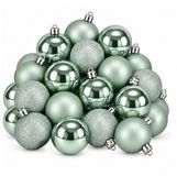 Mica Decorations Kerstballenset Onbreekbaar Lichtgroen - 27 Kerstballen van Gerecycled Kunststof - Diameter 8 cm