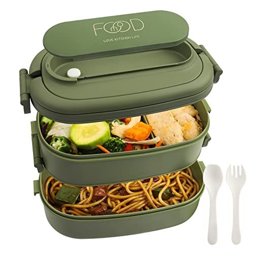 OITUGG Lunchbox Volwassenen 2-laags Bento Box 1550 ml - Groen