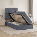 vidaXL Bed met opbergruimte en matras, Donkergrijs, 100 x 200 cm, Fluweel