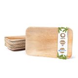 GREENBOX Palmware 25 stuks rechthoekige borden van palmbladeren, 25 x 15 cm, biologisch afbreekbaar wegwerpservies