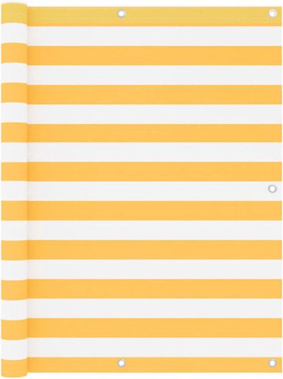 vidaXL Balkonscherm - 120x600 cm - Oxford stof - Wit en Geel
