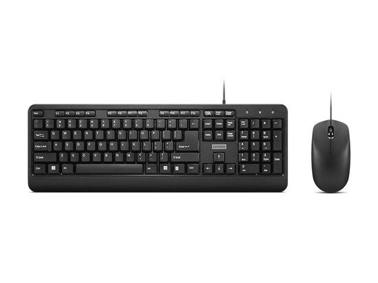 Lenovo 160 toetsenbord Inclusief muis Thuis/Werk USB Amerikaans Engels Zwart