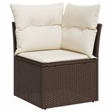 vidaXL 10-delige Loungeset met Kussens Poly Rattan Bruin