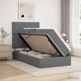 vidaXL LED opbergbed met matras Donkergrijs 100 x 200 cm Stof