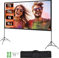 VEVOR Projectiescherm met Standaard 120 Inch HD 4K Outdoor Indoor Projectiescherm Snel Opvouwbaar Draagbaar Filmscherm 16:9 Zwart