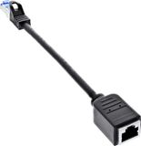 InLine® Patchkabel verlenging, RJ45 Protector, S/FTP (PiMf), Cat.6A, halogeenvrij, koper, zwart, 0,2 m