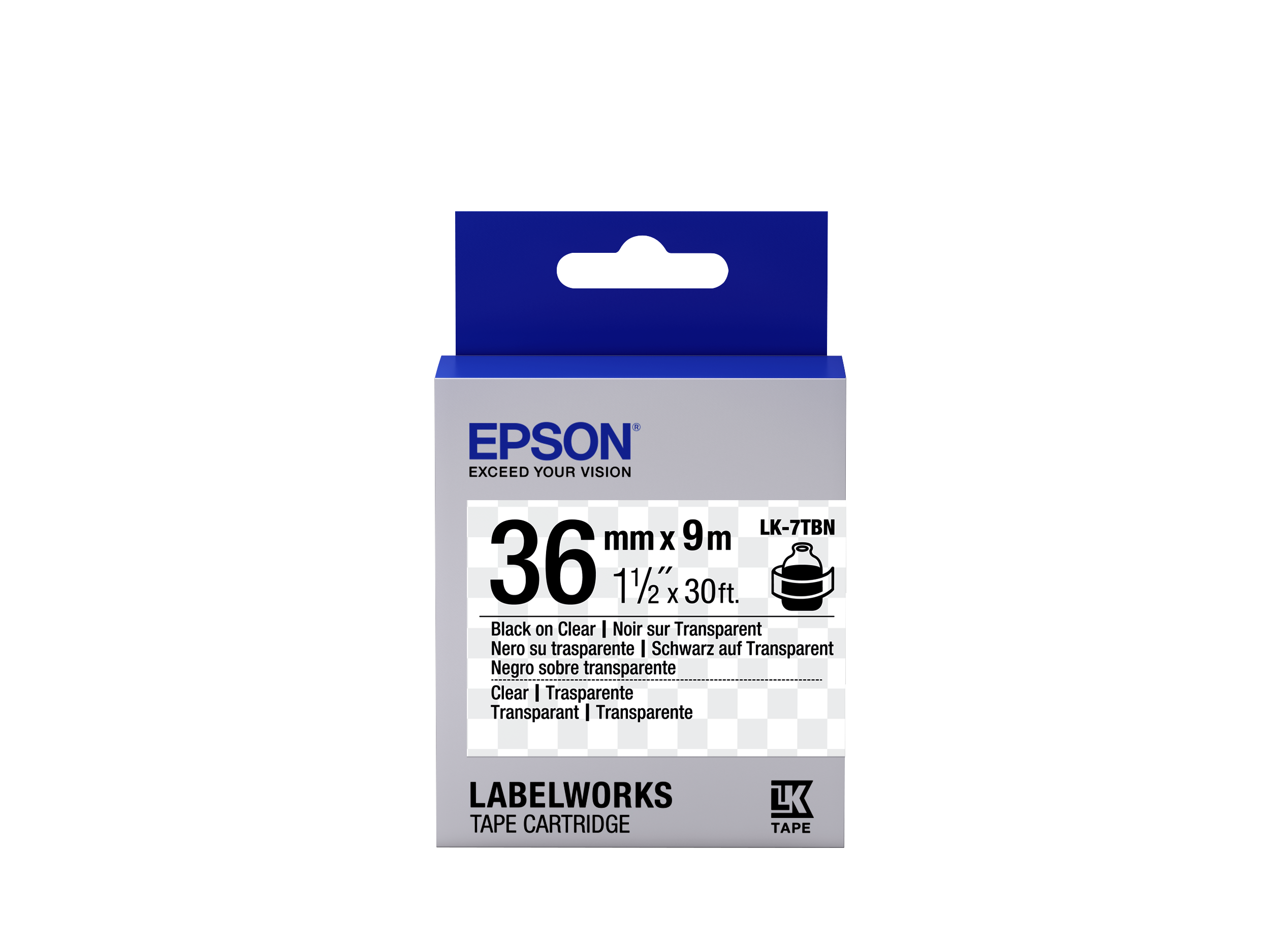 Epson LK-7TBN Label Tape - Clear/Black on Clear - 9mm x 8m