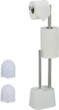 Merkloos Relaxdays Wc-rolhouder staand - met reserverolhouder - toiletborstelhouder - rvs - wit
