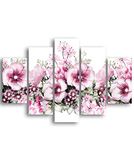 Homemania Wandafbeelding, bloemenmotief, 5 stuks, natuur, voor woonkamer, meerkleurig, 95 x 0,3 x 60 cm, HM205MDF230, MDF