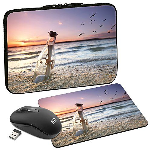 Pedea Design Beschermhoes Notebook Tas 13,3 inch + Maus und Mauspad Message in a Bottle