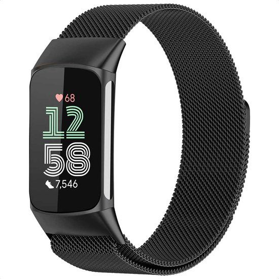 iMoshion Milanees Bandje voor Fitbit Charge 5 / Charge 6 - Zwart - Maat S