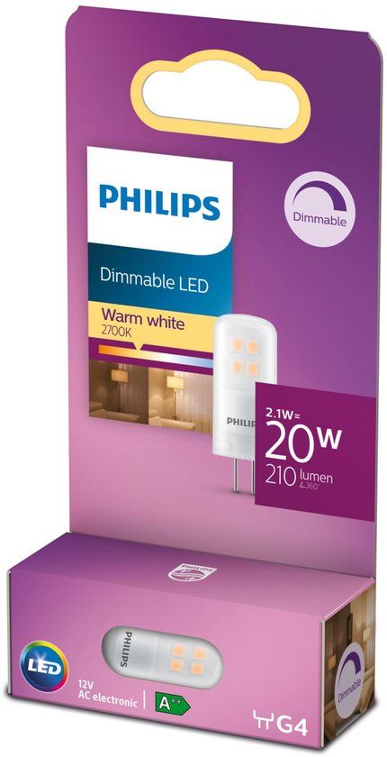 Philips LED G4 Capsule - Warm White - Dimmable - 2.1W (20W Equivalent)