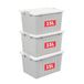 Cetomo 15L x 3 opbergdozen met deksels, plastic opbergbakken met vergrendelende gespen, kliksluiting, stapelbaar, nesten, organizer voor thuiskantoorkleding, grijs, 15L-3 Pack