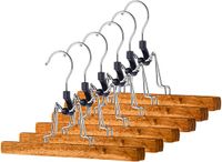 KADAX Houten kleerhanger, ruimtebesparende hanger voor broeken, jeans, rokken en shorts, antislip hanger met draaibare haak voor het organiseren van kleding (set van 6)