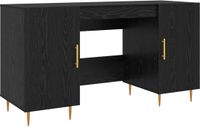 vidaXL Bureau Zwart eiken Bewerkt hout 140 x 50 x 75 cm