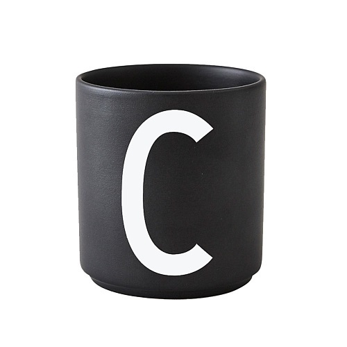 Design Letters AJ Vintage Mok Zwart - Letter C