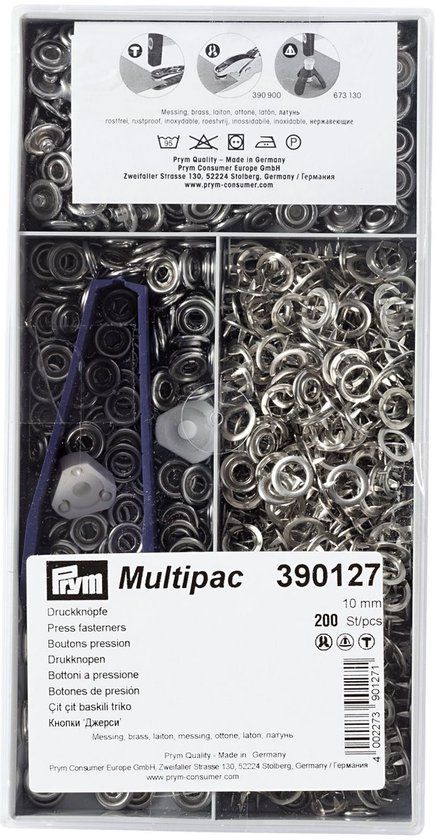 Prym Naaivrijdrukknopen Jersey tandring 10 mm zilverkleurig 200 st.