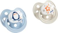 Poupy anatomische siliconen fopspeen, 2 stuks, grijs/blauwe kleuren, zacht en delicaat, BPA-vrij