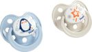Poupy anatomische siliconen fopspeen, 2 stuks, grijs/blauwe kleuren, zacht en delicaat, BPA-vrij