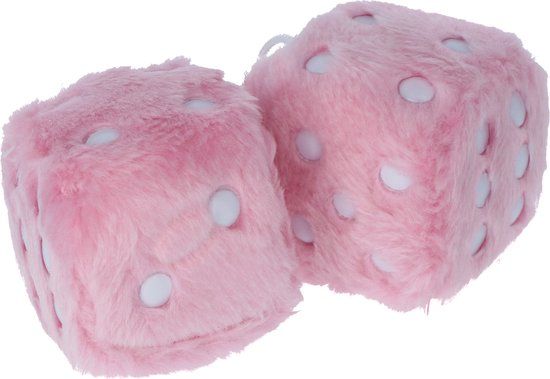 Carpoint Dobbelstenen Roze – Auto Decoratie – Pluche – 6x6x6 cm – 40 cm Koord – Voor Binnenspiegel – Interieur Accessoire