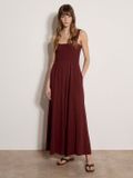 APRICOT APRIT GmbH Jumpsuit met wijde pijpen van jersey - Mouwloos - Vierkante hals - Zijzakken - Burgundy - Katoen/Elastaan - S