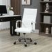 Fauteuil de bureau ergonomique avec accoudoirs, pivotant et réglable en hauteur avec fonction bascule, revêtement en similicuir, blanc.